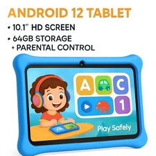 Kids Tablet 10.1'' Android 12 2GB+64GB IPS Screen WiFi Camera Parental Control