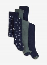 3er Pack Kinder Strumpfhose Gr. 140/146 Dunkelblau Gemustert Eukalyptusgrün Neu