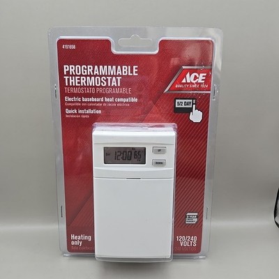 NEW Ace Hardware White Programmable Thermostat #4191698 AELV4-005 Heating Only
