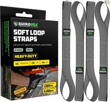 Soft Loop Tie Down Straps (4-Pack) - 1.6 Inch x 17 Inch (5,000 lbs Break Strengt
