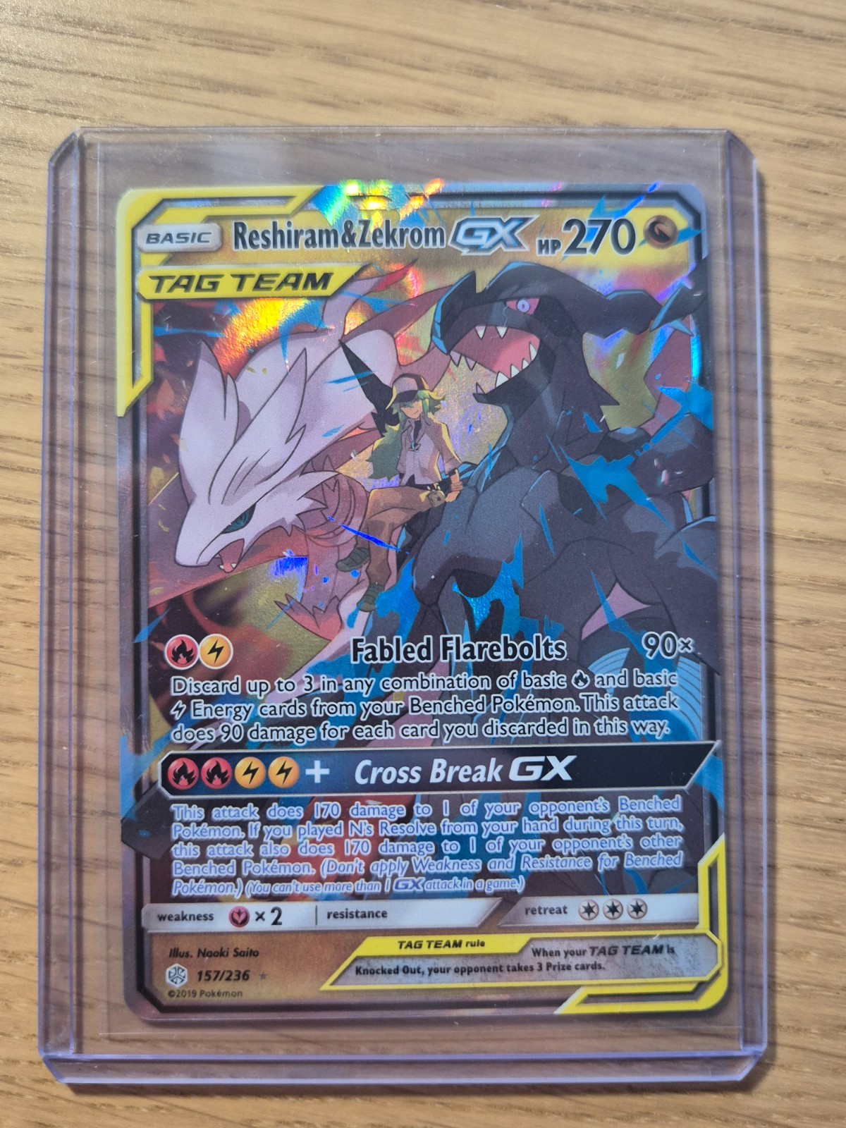 Pokemon Card Reshiram & Zekrom GX 157/236 Tag Team Cosmic Eclipse Ultra Rare