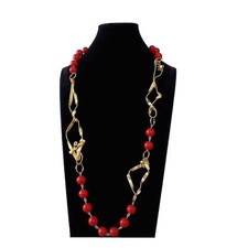collana lunga pietre dure rosse boho hippie bigiotteria regalo donna handmade