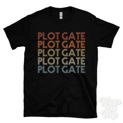 PLOT GATE WIEDERHOLTES RETRO-STIL T-SHIRT Herren & Damen UK Ortsname Geschenk