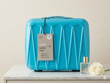 M&S Amalfi Vanity Case Teal Hard Shell Makeup Cosmetic Travel Case Lightweig