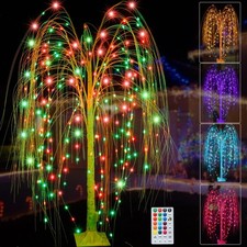 6Ft LED Lighted Tree Weeping Willow Tree Outdoor, 18 Colors Changing Light Up...