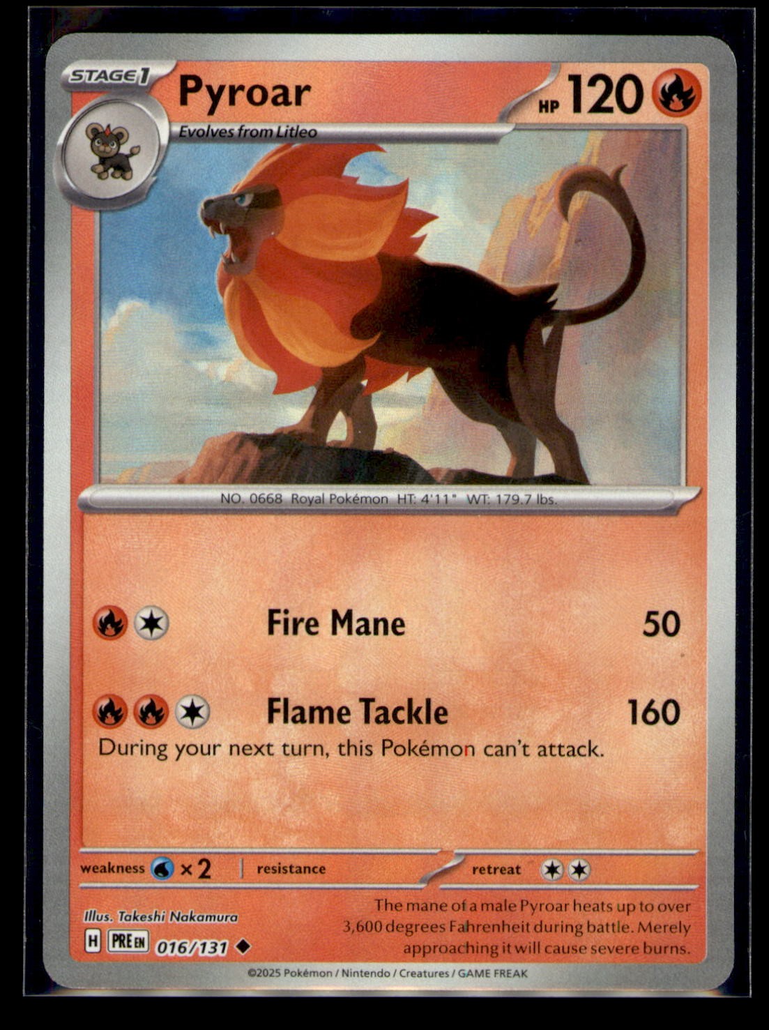 Pyroar (Master Ball Pattern) 016/131 Prismatic Evolutions Pokemon Holo NM