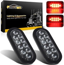 2Pcs 6 Inch Oval Red Led Trailer Tail Lights 10 Diodes Clear Lens Stop Brake Tur