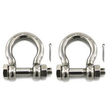 2PCS 316 Stainless Steel Bow Shackle Stainless Steel Marine Grade Anchor Shackle