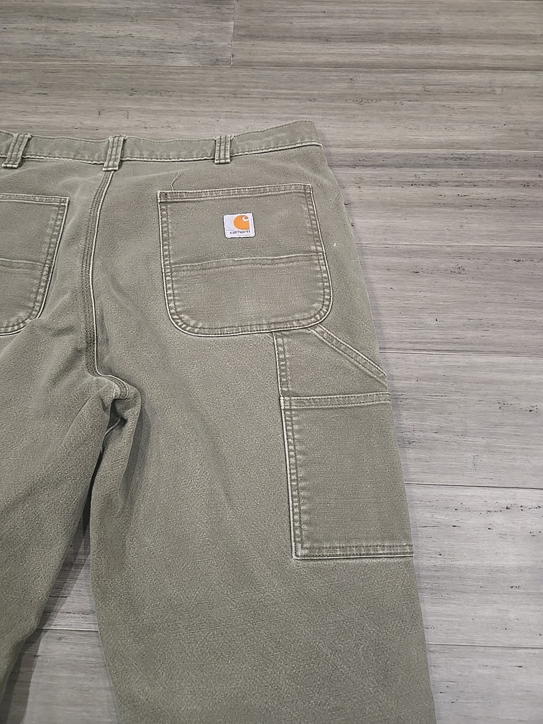 Carhartt Double Knee Pants Mens 36x34-Tag Olive Green Canvas Relaxed Fit Utility thumbnail 11