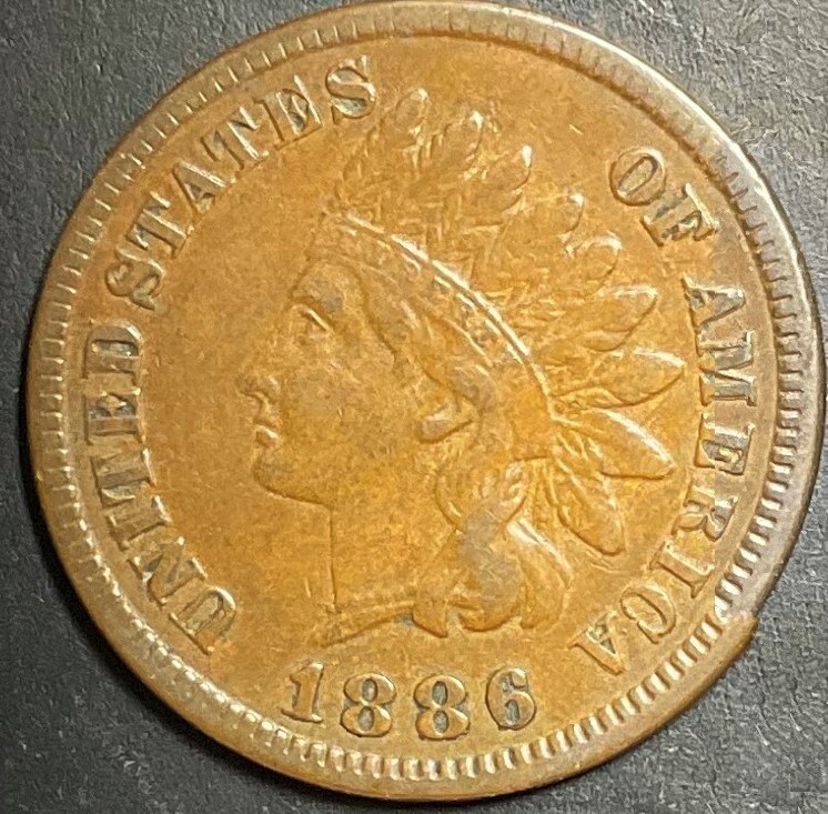 XF-AU 1886 Indian Head Cent Type 1 I Tough Variety High Grade
