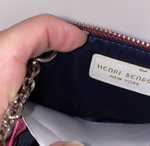 HENRI BENDEL W 57th Medium Zip Key Fob Pouch Keychain Dark Pink Wallet NWT NEW - Picture 7 of 7