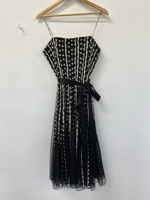 Phase Eight Evening Party Wedding Fit Flare Ivory Black Dress