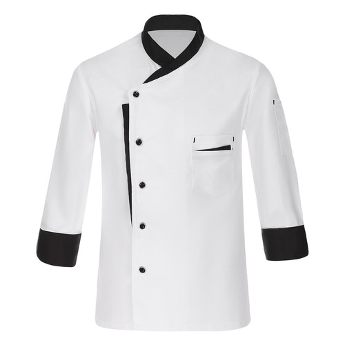 Men's Chef Jacket Long Sleeve Coat Restaurant Kitchen Cooking Tops Uniform - Picture 12 of 42