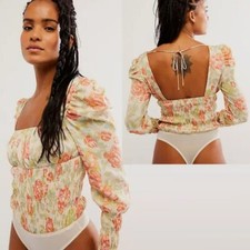 NWT New 98 Free People Floral Wanderlust Bodysuit Size S
