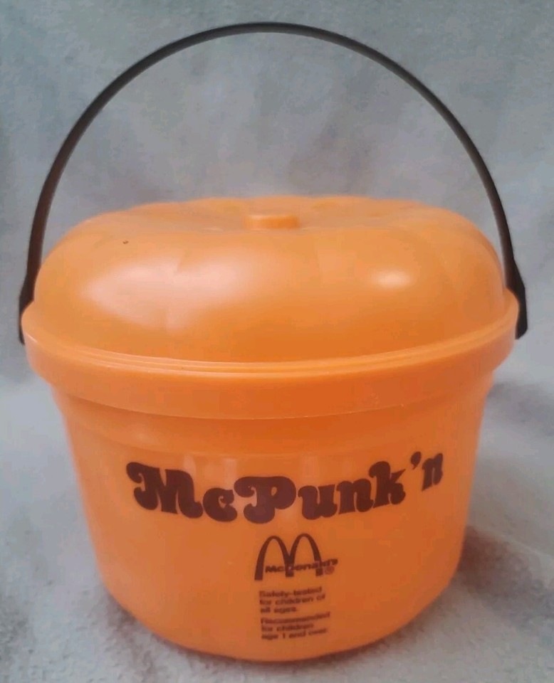 1986 Vintage McDonalds McPunk'n Halloween Happy Meal Pumpkin Bucket