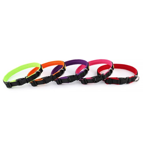 Orange Nylon Mesh Hundehalsband und passende Leine Set - Welpe und Hund - Bild 5 von 8