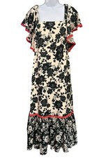 Sachin Babi Cream Black Bohemian Romantic Floral Maxi Camryn Gown Size 10 NWT