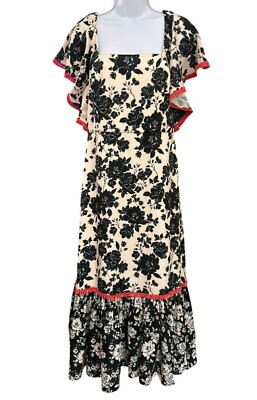 Sachin & Babi Cream Black Bohemian Romantic Floral Maxi Camryn Gown Size 10 NWT