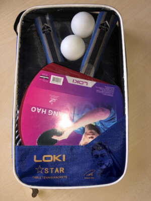 LOKI Tischtennisschläger-Set Wang Hao 3star 2 Stück konkav NEU mit Tasche