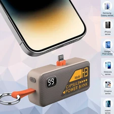 Portable Keychain 5000mAh POWER BANK CHARGER. USB-C and iOS output