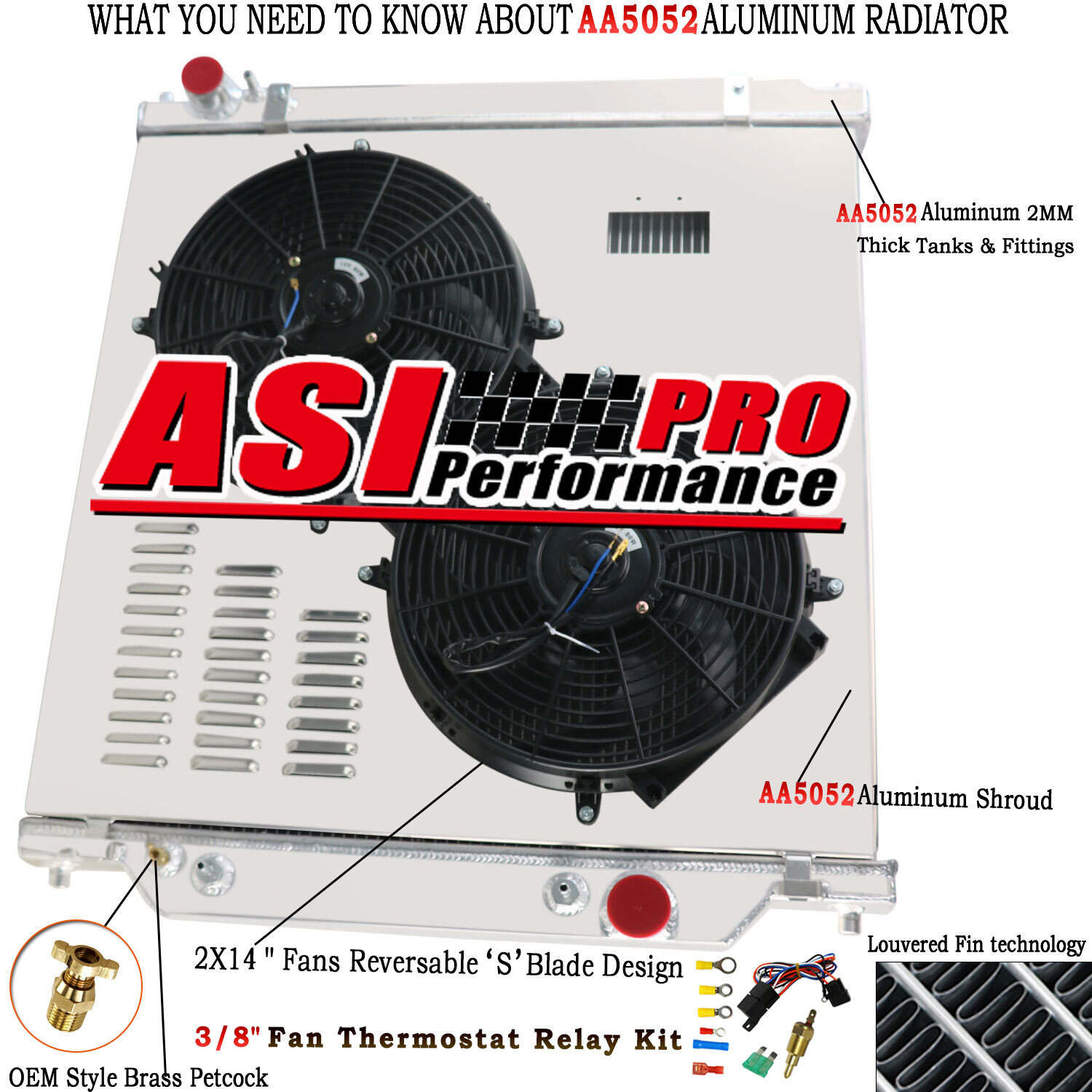 ASI Radiator Shroud Fans For 03-2007 Ford F250 F350 F450 6.0L Powerstroke Diesel