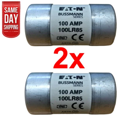 2x Eaton 100LR85 Bussmann Mains House Service Cut Out Fuse 100 Amp MF 100A