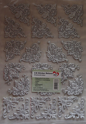 3 D-Sticker Deluxe ''Ornamentik Ecken'', silber, Jittenmeier