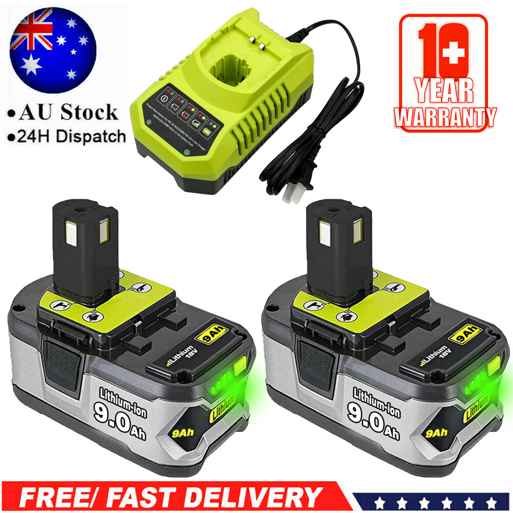 2X18V Battery/Charger For Ryobi P108 ONE+ Plus P102 P104