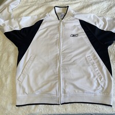 Vintage Reebok Track Jacket White and Black Color Block 100 Polyester Men  s LG