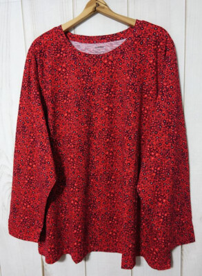 Sonoma Goods For Life Everyday T-Shirt Women's 3X Multi Red Floral Comfy NEW