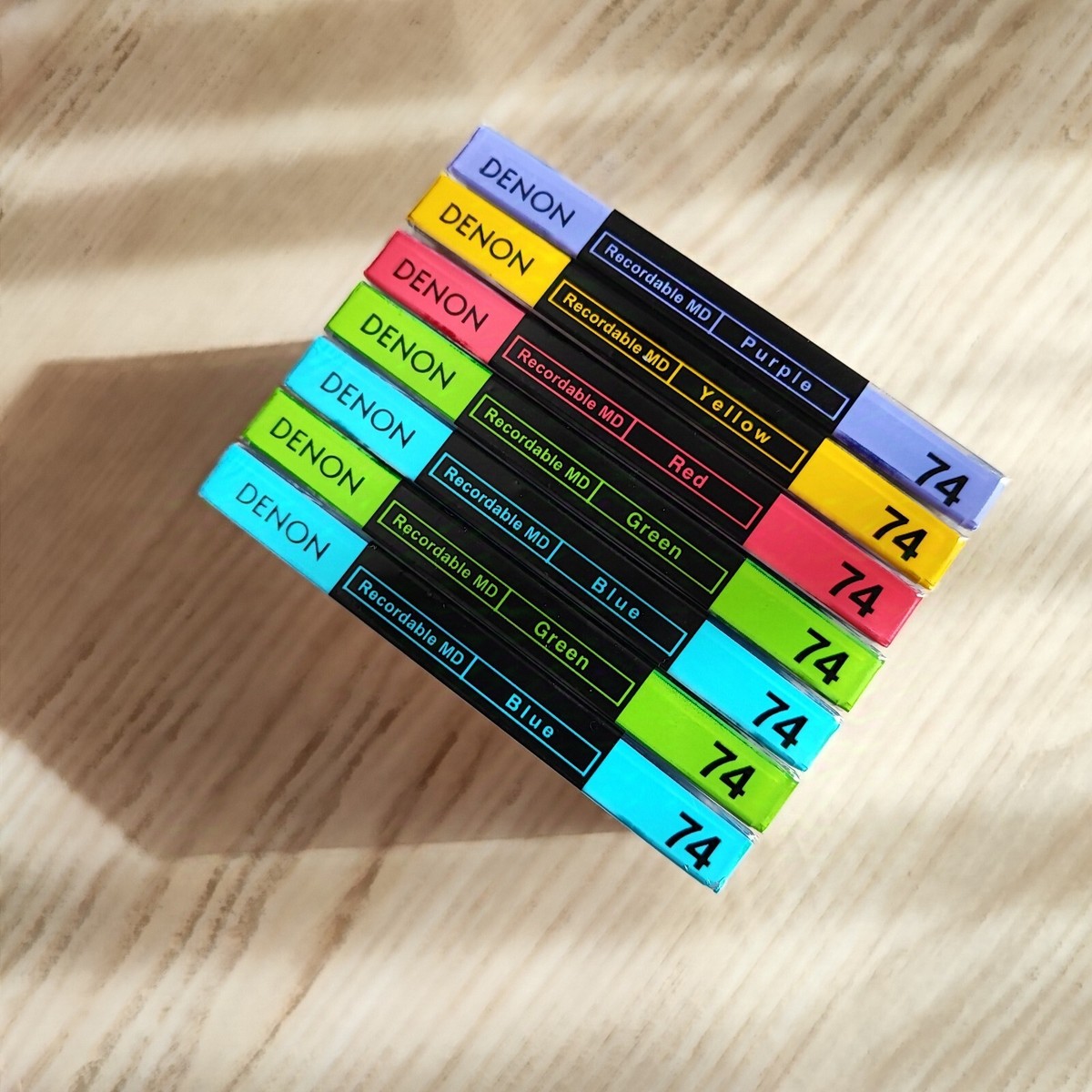 Set-7 DENON Mini Disc LAPISIA 74-min CMD-74L Sealed Color Mix from