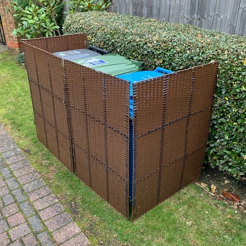 Wheelie Bin Screens Single Double Triple Garden Stores Willow Rattan