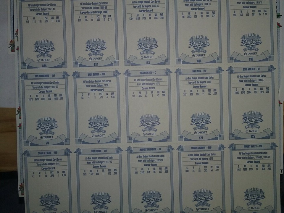 Target Dodgers Congratulations Card set eBay