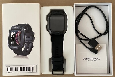 SATM black waterproof smartwatch, used