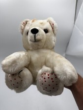 Vintage White Teddy Bear Hearts On The Feet 