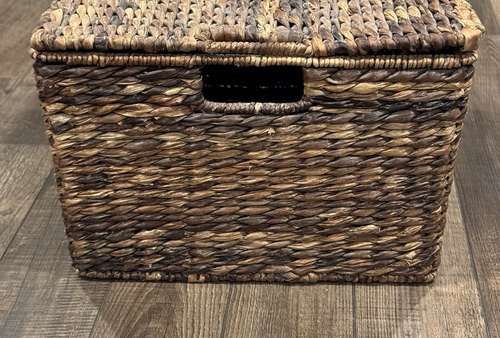 RARE Pottery Barn Lidded Havana rectangular Woven Basket 20 x 15.5 x 9.5 inches - Picture 6 of 16
