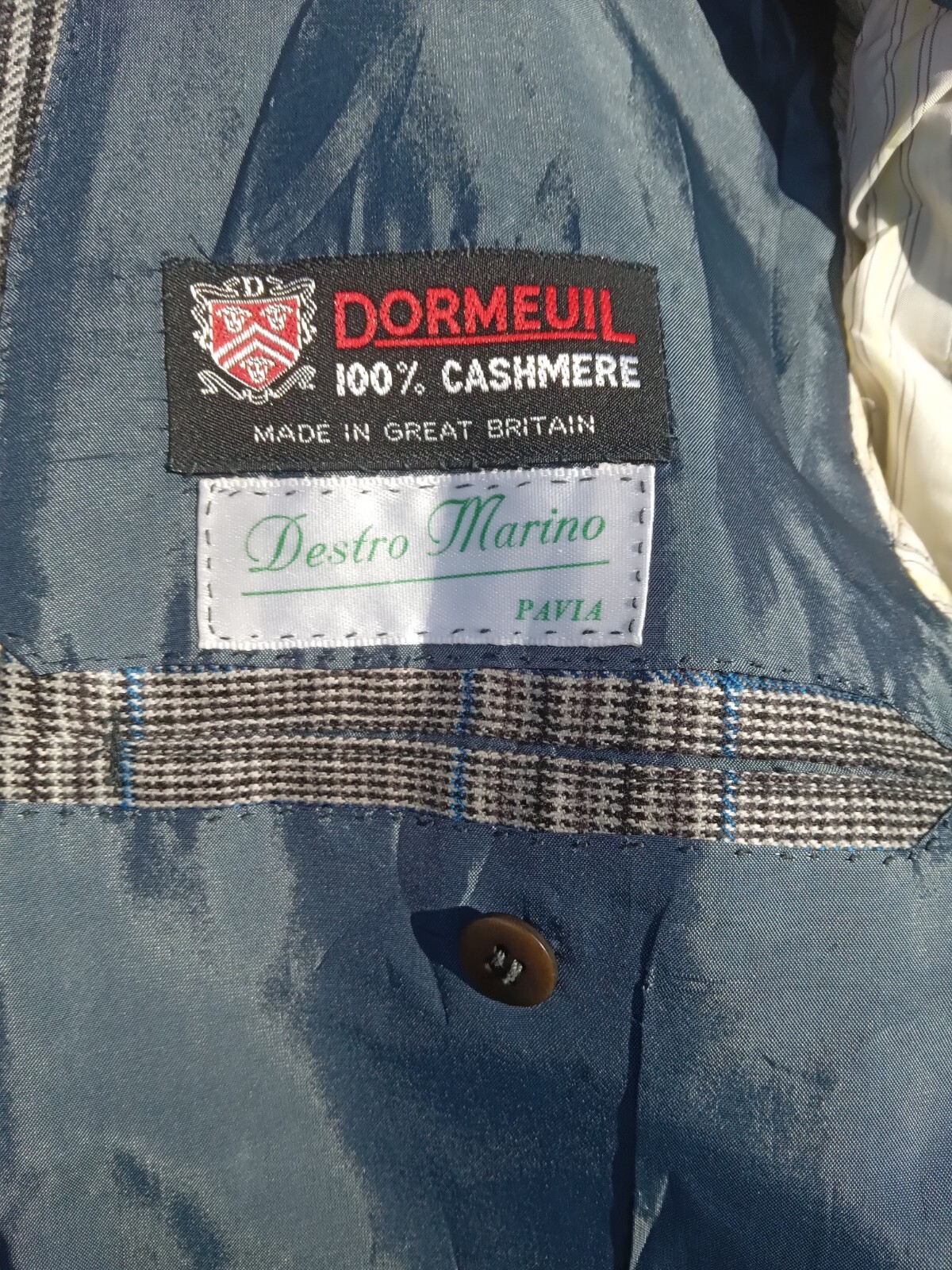 DORMEUIL Mens 100percent Cashmere Blue Jacket Size 40 S UK Prince Of Wales RRP £750 image 2