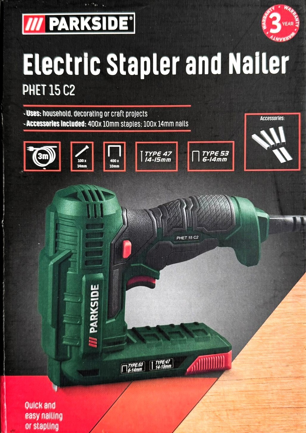 Parkside 2in1 Electric Stapler And Nailer Including Replacement Staples & Nails eBay