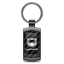 Dodge Viper Logo Real 3K Carbon Fiber Black Metal Case Key Chain