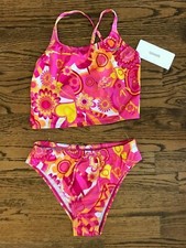 Speedo Girls NWT 14 Pink/orange flower 2 piece bikini swimsuit NEW