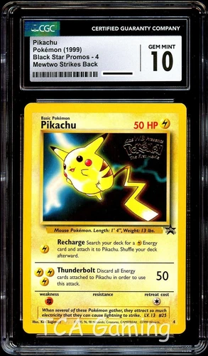 CGC 10 GEM MINT Pikachu # 4 WB Movie WOTC Black Star Promo Pokemon Card