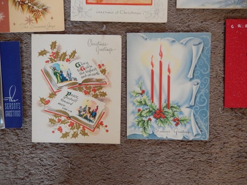 #10, 30 VINTAGE CHRISTMAS CARDS, CAROLERS, WINTER SCENES, GLITTERED, CHURCHES - Picture 10 of 23