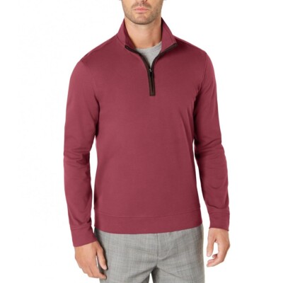 TASSO ELBA NEW Men's Piped 1/4-zip Cotton Sweater TEDO