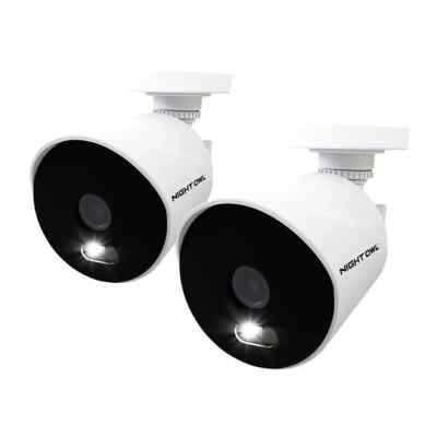Night Owl 1080p HD Wired Cameras with Built-In Spotlights 2-Pack White VG READ