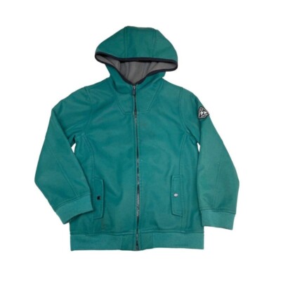 Mayoral Soft Shell Jacket Kids 7 Teal Hooded Full Zip *FAIR*