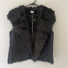 Jennifer Lopez Womens Casual Sleeveless Faux Fur Vest Black Size X Large New
