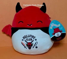 Squishmallows Stranger Things Dante the Demon Bat in Hellfire Club Shirt 8" NWT