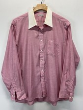 Vtg Christian Dior Shirt Button Down Plus De Coton Made USA Mens Sz 17 34 Pink