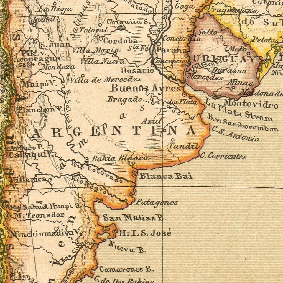 AMÉRICA DO SUL PERU BRASIL ARGENTINA CHILE MAPA ORIGINAL 1886 - Imagem 2 de 4