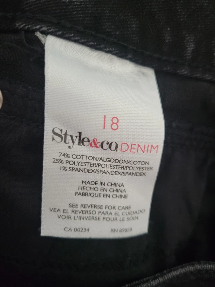 Saia Midi Style & Co Feminina Preta Denim Tamanho 18 - Imagem 3 de 4